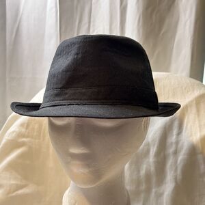 Free Authority Black Fedora Hat Mens Herringbone Wide Brim Classic Trilby Dress